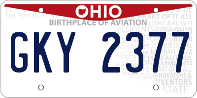 OH license plate GKY2377