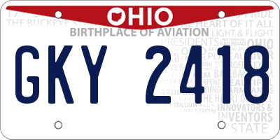 OH license plate GKY2418