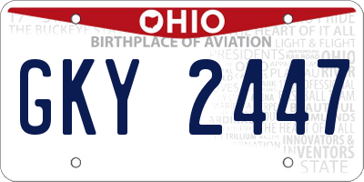 OH license plate GKY2447