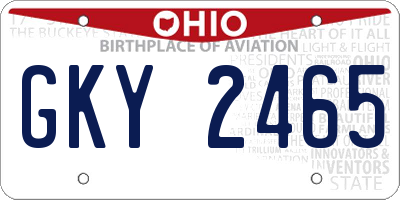 OH license plate GKY2465