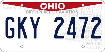 OH license plate GKY2472