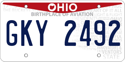 OH license plate GKY2492