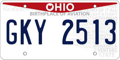 OH license plate GKY2513