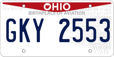 OH license plate GKY2553