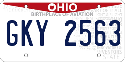 OH license plate GKY2563