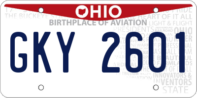 OH license plate GKY2601