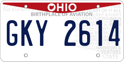 OH license plate GKY2614