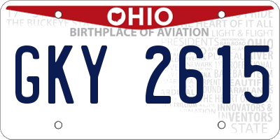 OH license plate GKY2615