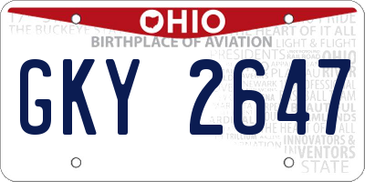 OH license plate GKY2647