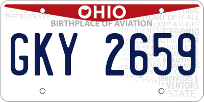 OH license plate GKY2659