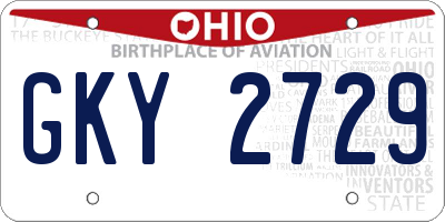 OH license plate GKY2729