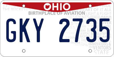 OH license plate GKY2735