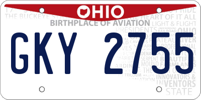 OH license plate GKY2755