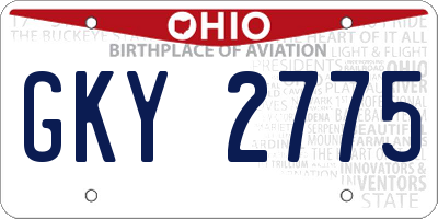 OH license plate GKY2775