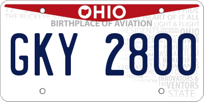 OH license plate GKY2800