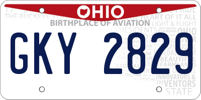 OH license plate GKY2829