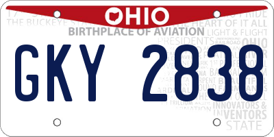 OH license plate GKY2838