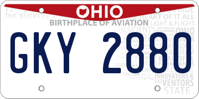 OH license plate GKY2880