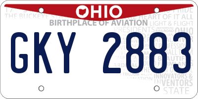 OH license plate GKY2883