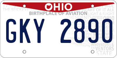 OH license plate GKY2890