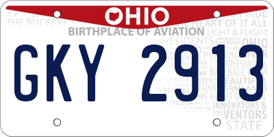 OH license plate GKY2913
