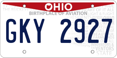 OH license plate GKY2927