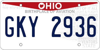OH license plate GKY2936