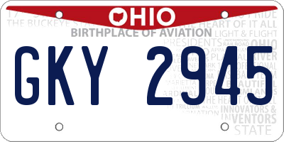 OH license plate GKY2945