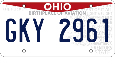 OH license plate GKY2961