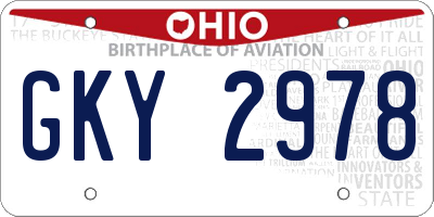 OH license plate GKY2978