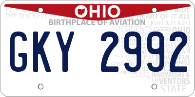 OH license plate GKY2992