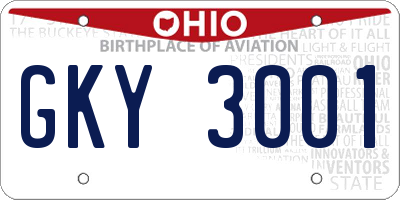 OH license plate GKY3001