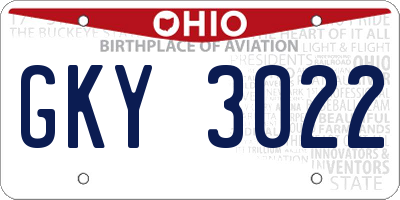 OH license plate GKY3022