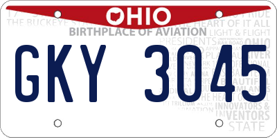 OH license plate GKY3045