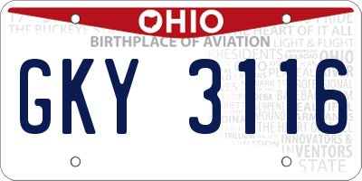 OH license plate GKY3116