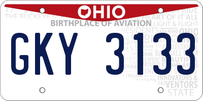 OH license plate GKY3133