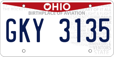 OH license plate GKY3135