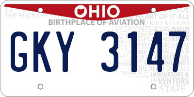 OH license plate GKY3147