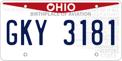 OH license plate GKY3181