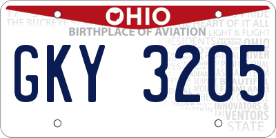 OH license plate GKY3205
