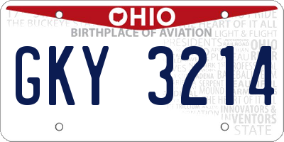 OH license plate GKY3214