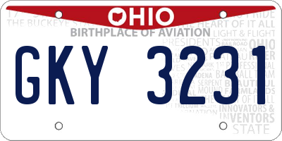 OH license plate GKY3231