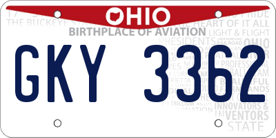 OH license plate GKY3362