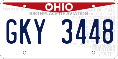 OH license plate GKY3448