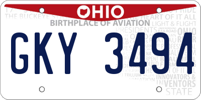 OH license plate GKY3494