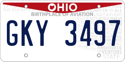 OH license plate GKY3497