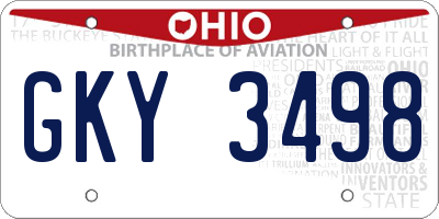OH license plate GKY3498