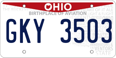 OH license plate GKY3503