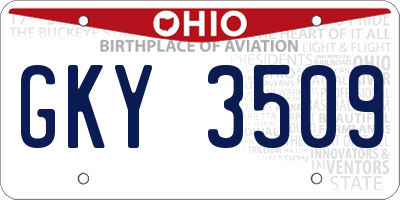 OH license plate GKY3509
