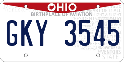 OH license plate GKY3545